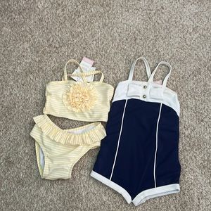 2 NWT Janie & Jack bathing suits, cross back, Bikini & one piece, 18-24 months